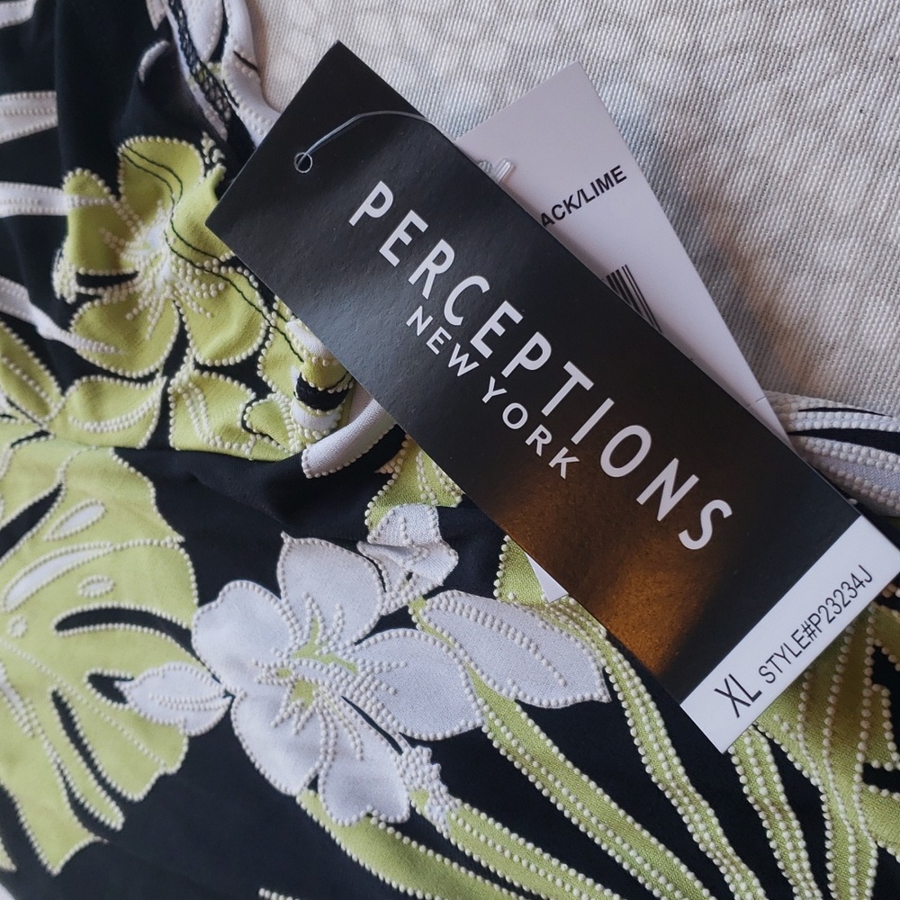 Perceptions Faux Jacket Black & Lime Green Dress Size XL - NEW - Picture 7 of 11